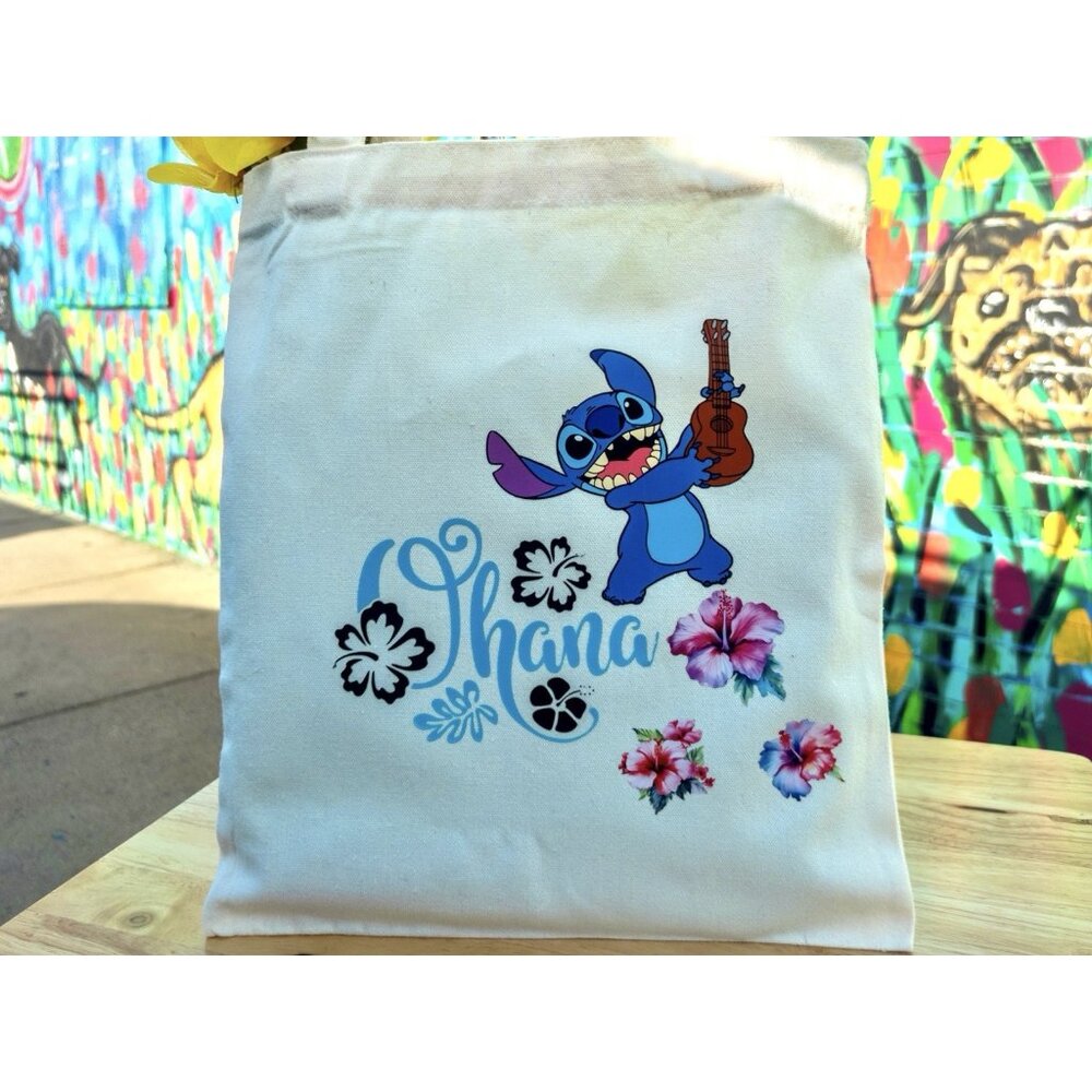 LILO OHANA Means Family Canvas Tote Bag 14”